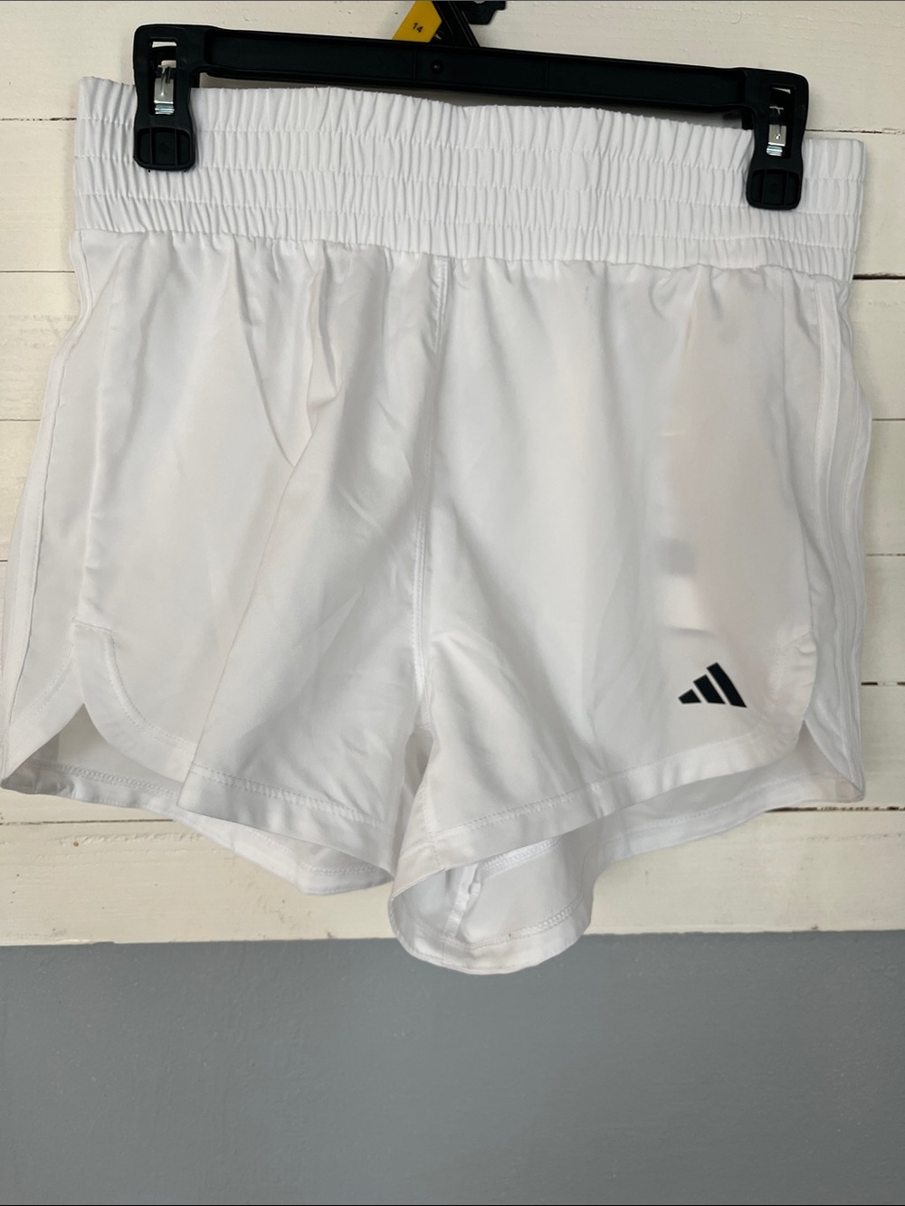 adidas White Elastic Waist Pacer Shorts